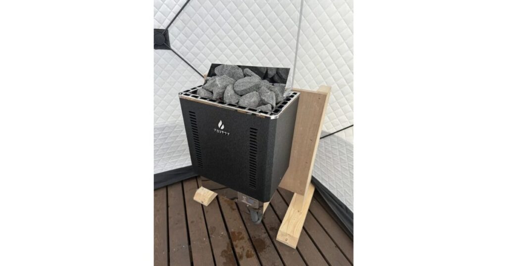 テントサウナで電気ストーブを使う場合の架台