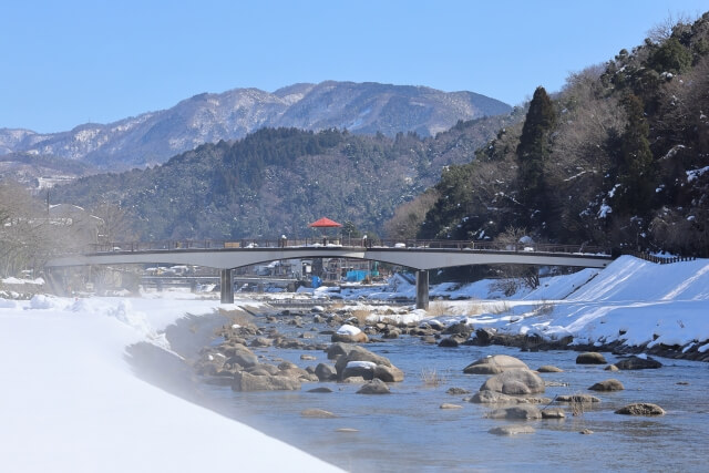 三朝温泉 冬の風景